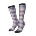 thumbnail image 2 of Balery Purple Floral Gingham Check Plaid Printed Novelty Socks Men's Women's Crew Socks Sports Socks Knee High Socks Cotton Socks Quirky and Cool Socks, 2 of 9