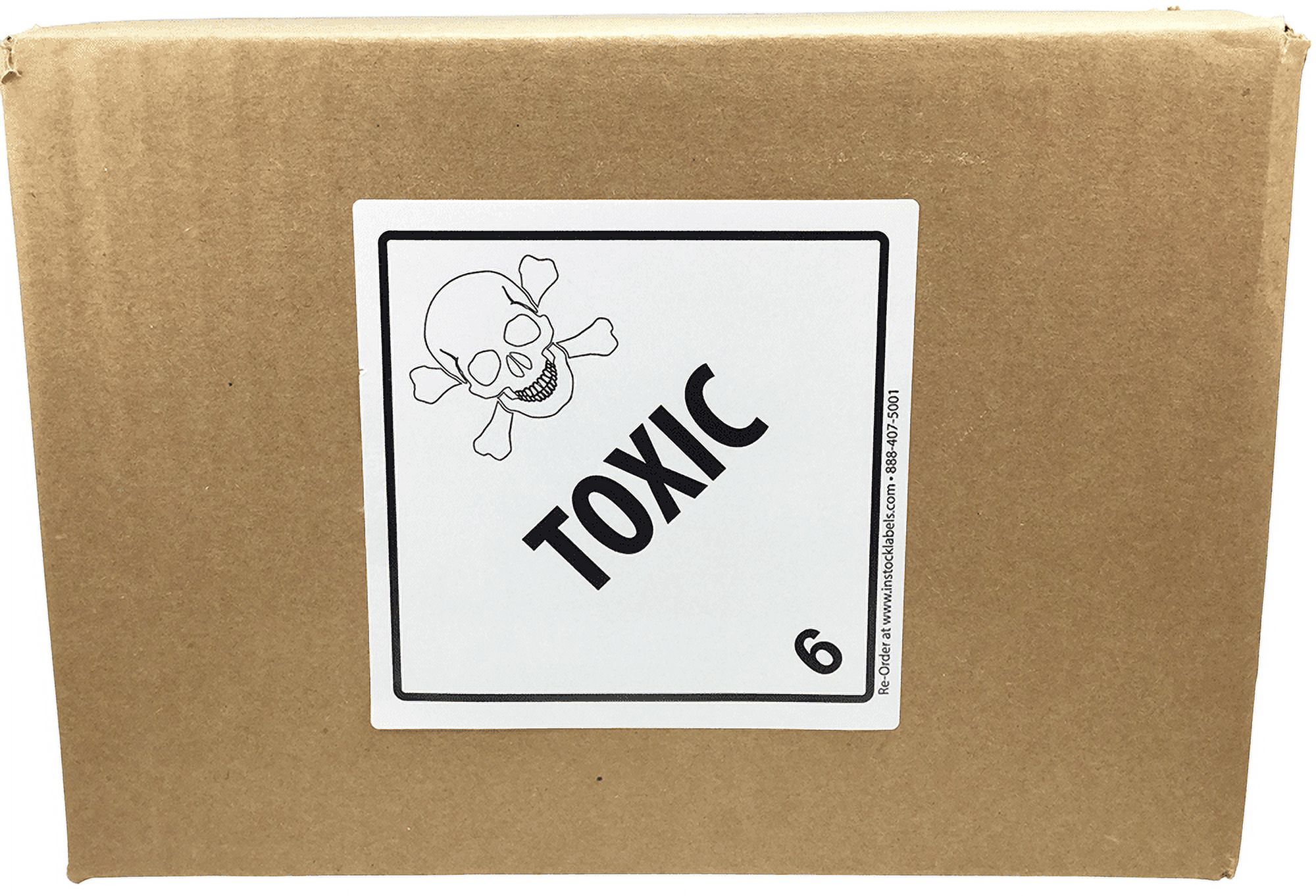Hazard Class 6 D.O.T. Toxic Labels – 4x4 Inch Square, 500 Adhesive Labels Per Roll, Semi-Gloss Paper, Made In USA