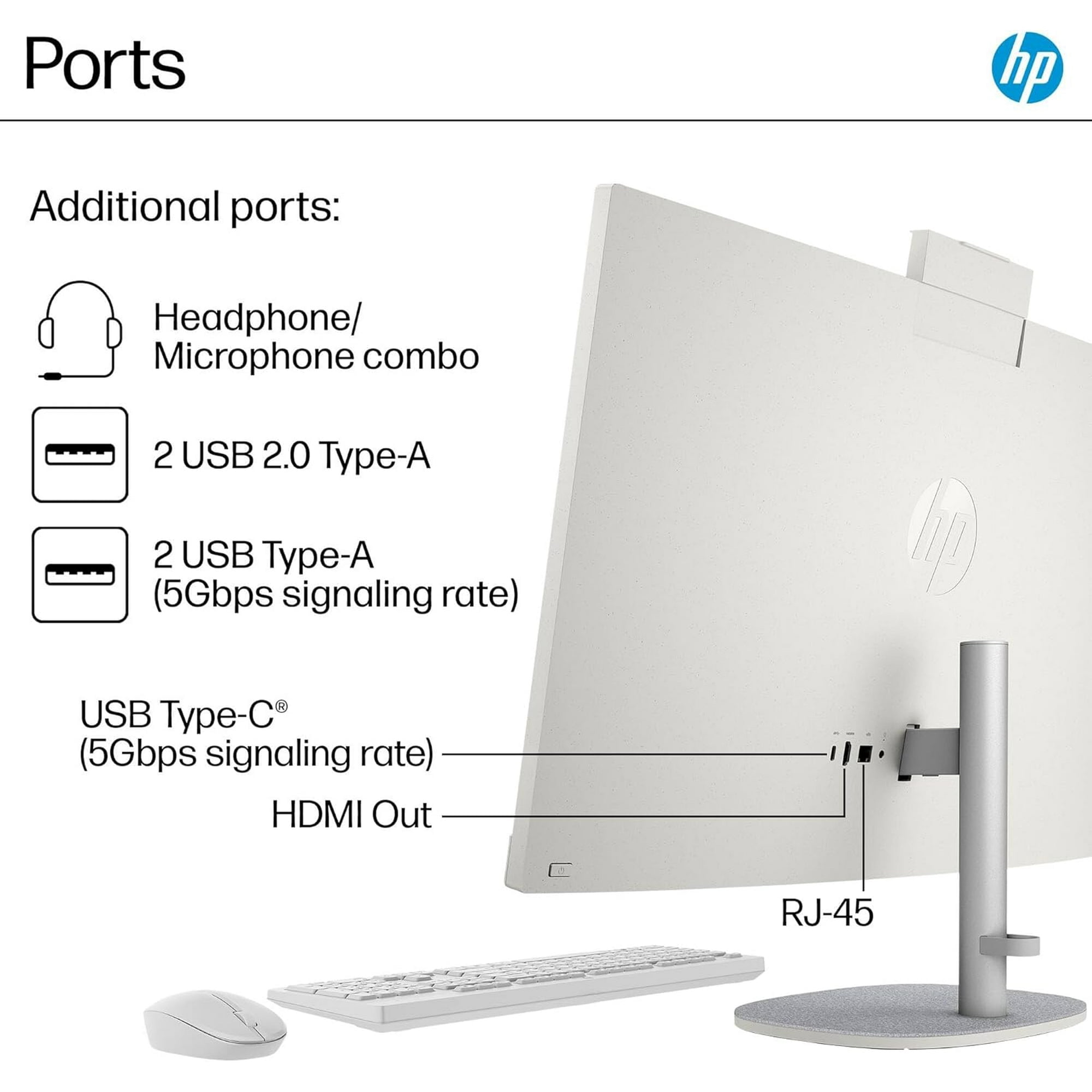 HP 27" All-in-One Desktop Computer, FHD IPS Display, 12-core Intel Core Ultra 7-155U Processor, 64GB DDR5 RAM, 1TB SSD, Adjustable Angle, Wi-Fi 6, HDMI, Wireless KB & Mouse, Windows 11 Pro