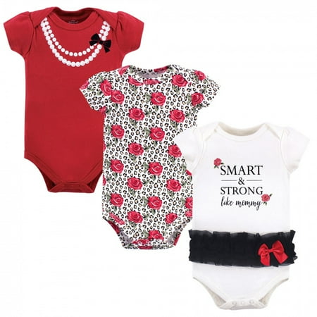 

Little Treasure Baby Girl Cotton Bodysuits 3pk Leopard Rose 9-12 Months