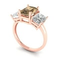 thumbnail image 2 of 4.0ct Emerald Cut Brown Champagne Crystal 18k Rose Gold Engraving Statement Bridal Wedding 3 stone Designer Ring Size 10, 2 of 5