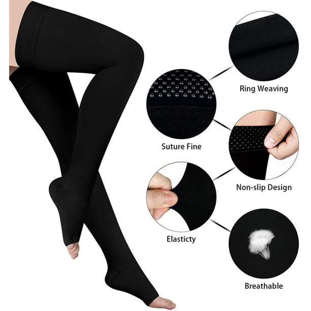 Thigh High Compression Socks 20-30 mmHg Closed Toe Stockings Silicone Dot  Band