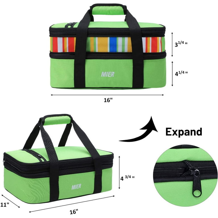 MIER Expandable Lunch Bag Insulated Lunch Box for Men Boys, Green