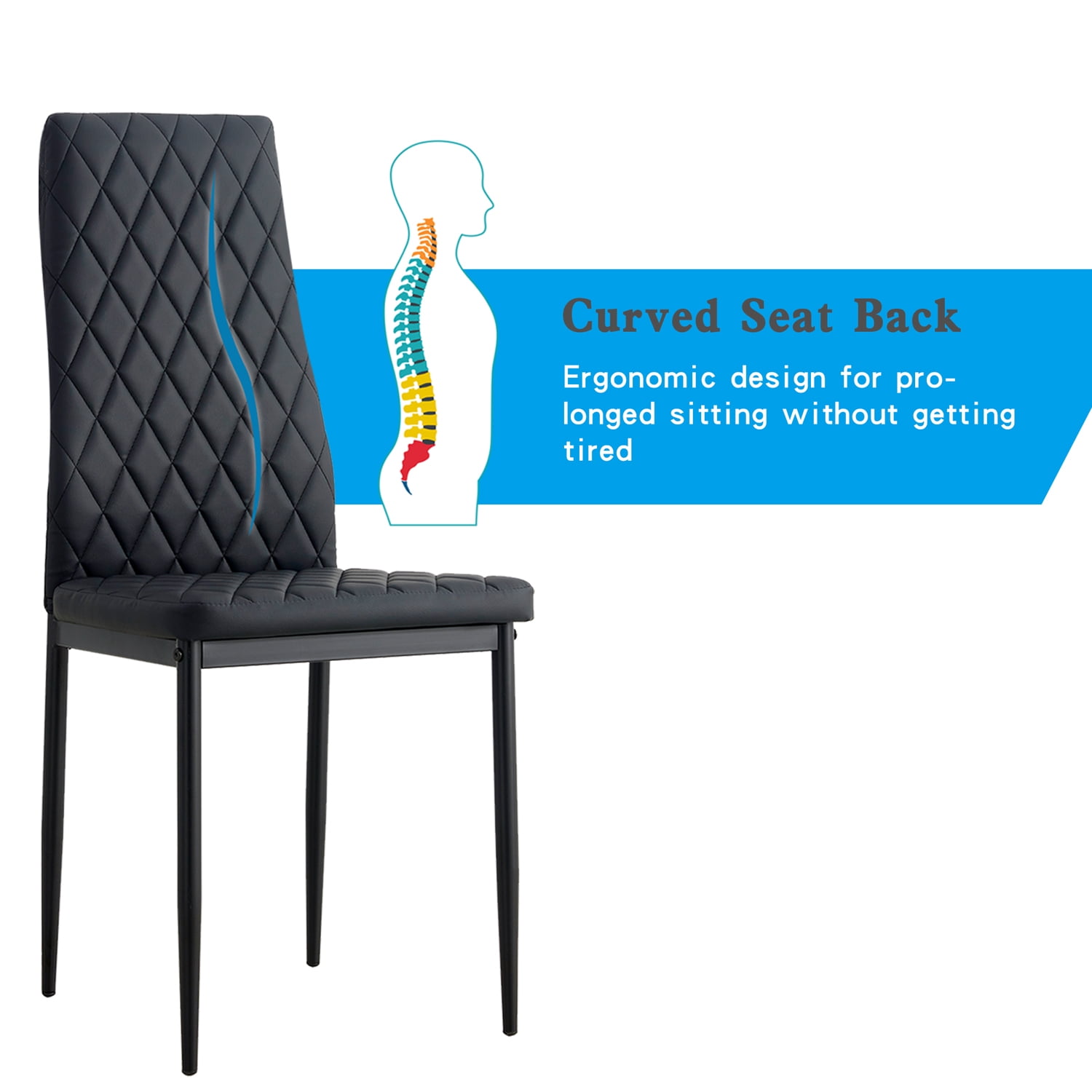 Yardi Yard Modern Faux Leather Dining Chair with Metal Legs, High Back Padded Seat Chair for Kitchen, Dining Living Room, Restaurant, Set of 4, Black Yardi Yard Modern Faux Leather Dining Chair with Metal Legs, High Back Padded Seat Chair for Kitchen, Dining Living Room, Restaurant, Set of 4, Black