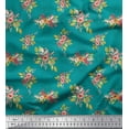 thumbnail image 1 of Soimoi Green polyester Crepe Fabric Leaves & Flower Floral Decor Fabric Printed Yard 42 Inch Wide, 1 of 5