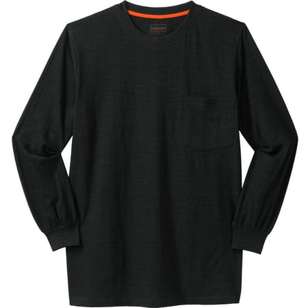 Boulder Creek By Kingsize Men's Big & Tall Heavyweight Crewneck Long-Sleeve Pocket T-Shirt