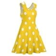 thumbnail image 3 of 2024 Gift Birthday Vestido Printed Women Dress Skate Casual Waist High Dresses Elegant Print Retro Dress Dots Polka Yellow, 3 of 6