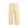 thumbnail image 6 of JJHGVB Cotton Linen Capris for Women Wide Leg Capri Cotton Linen Pants Dress Shorts for Women Wide Leg Shorts for Women Beach Boho Casual Pants High Waisted Pleated Womens Long Shorts Khaki 3XL, 6 of 9