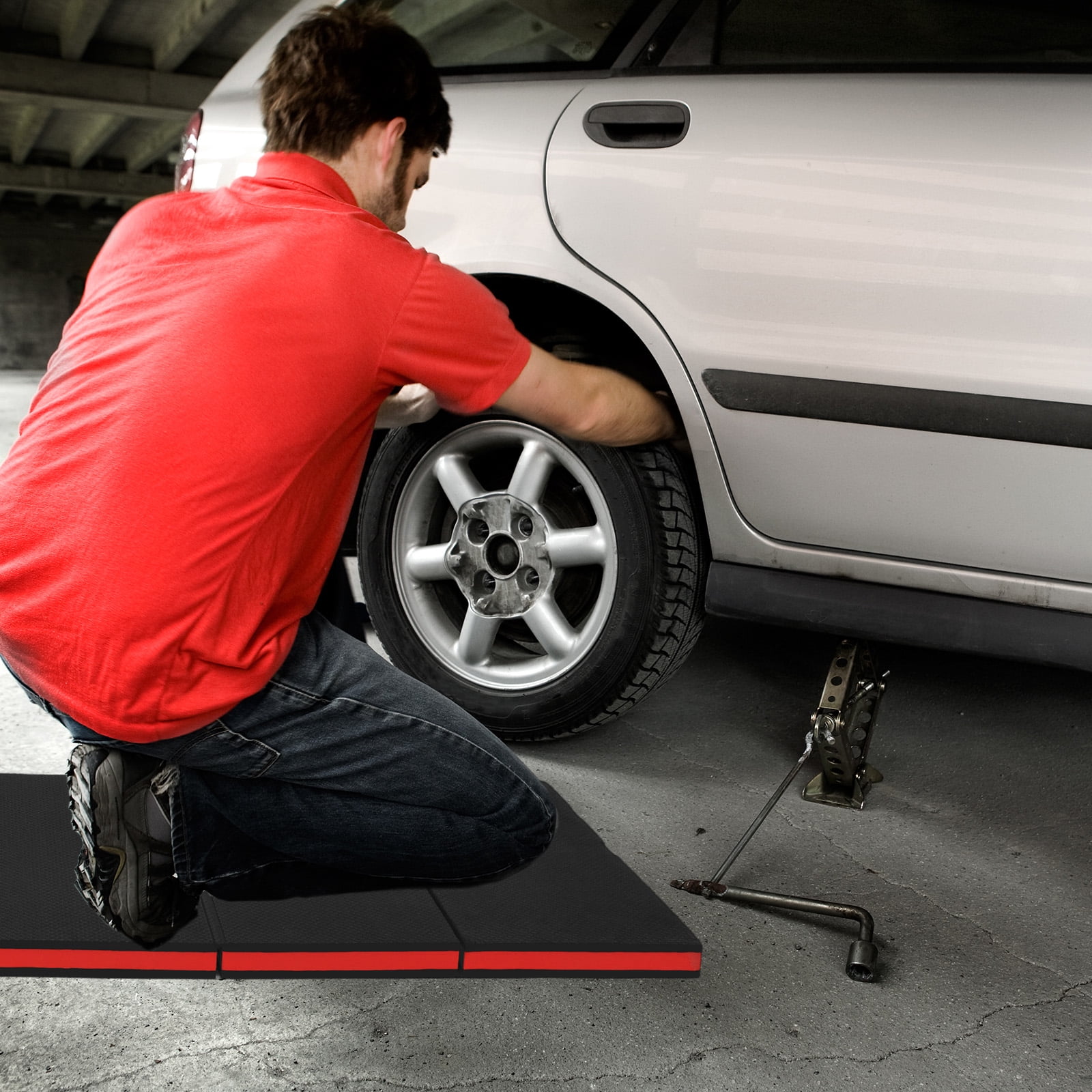 Mechanic Work Mat Foam Kneeling Pad Foldable 114.5 x 39.7 x 2.67 cm EVA Foam Kneeling Mat for Workout Garage Gardening Camping Picnic