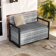 thumbnail image 4 of Costway Patio Storage Bench Wicker Loveseat with Built-in Storage & Long Seat Cushion Gray, 4 of 10