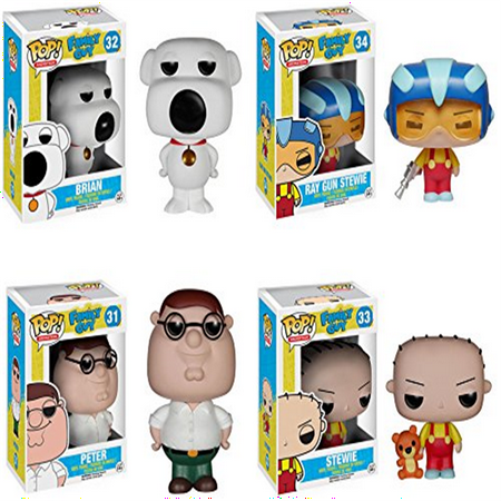 Funko Family Guy Stewie Griffin, Brian Griffin, Ray Gun Stewie and Peter Griffin Pop! Vinyl Figures Set of (Best Family Guy Characters)