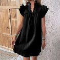 thumbnail image 2 of Baywell Women's V Neck Ruffle Cap Sleeve Tunic Mini Dress Flounce Casual Basic Straight Dresses Loose Summer Dresses, 2 of 6