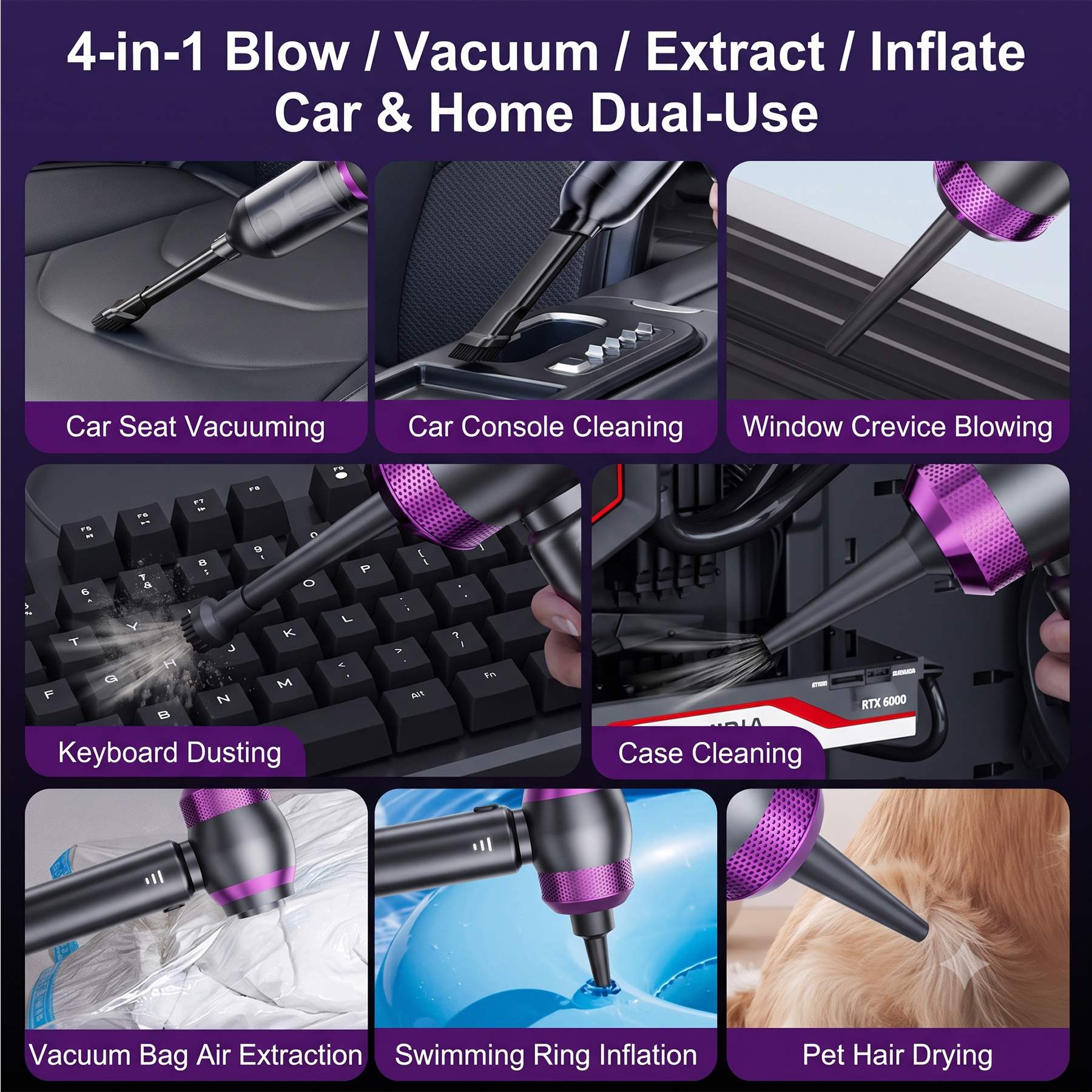 Geaber Handheld Vacuum, 20000Pa Brushless Motor, Multi-Function photo 6