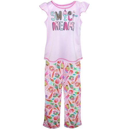 Monkey Pink Girls Pajamas - Size 4/5 Girl's Flutter Sleeve Top and Pant Pajama Set