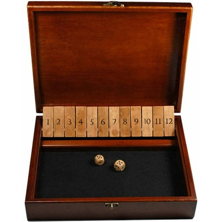 Shut the Box Game with 12 Numbers in an Old World Styled Wood Box with a Lid and a Brass (Best Board Games For 12 Year Old Boy)