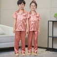 thumbnail image 4 of lmcalzta 2 Piece Sets for Kids 2 Piece Sleepwear Lapel Button down Short Sleeve Tops Nightwear Outfits with Pants(2-12T), 4 of 6