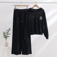 thumbnail image 2 of Cathalem Pants Set Women 2 Piece High Waisted Wide Leg Work Pants Suit Set,Black One Size, 2 of 3