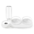 thumbnail image 1 of Cuenco de agua y comida para mascotas con diseño inclinable que evita resbalones, plato de alimentación desmontable para perros y gatos con bebedero para interior, color blanco, 1 of 12