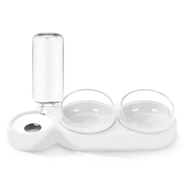 Cuenco de agua y comida para mascotas con diseño inclinable que evita resbalones, plato de alimentación desmontable para perros y gatos con bebedero para interior, color blanco