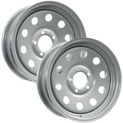 eCustomrim 2-Pack Trailer Rim 15 Inch 15X5 5 Lug On 4.5 Inch Center Silver Wheel