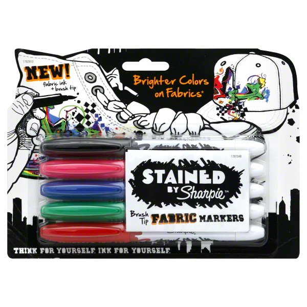 Sharpie Colored Brush Tip Fabric Markers, 5 Piece