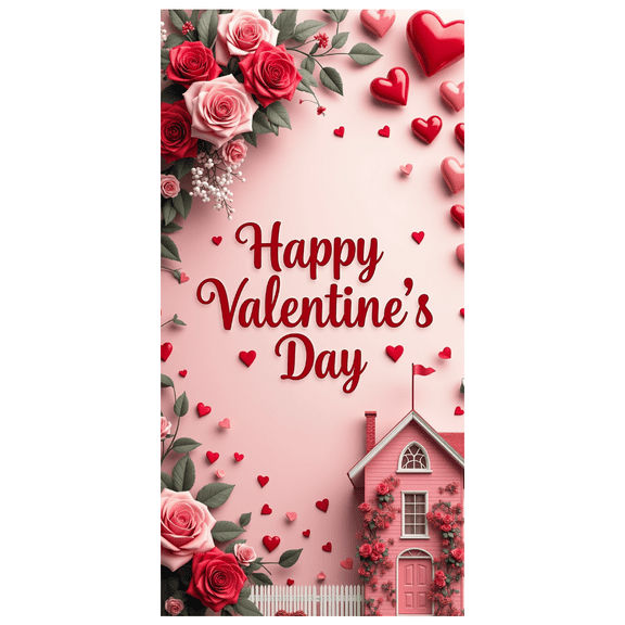 LUUFILx Valentine's Day Backdrop Romantic Heart Roses Party Supplies Wedding Decoration Happy Valentine Background Banner Photography Props Celebration