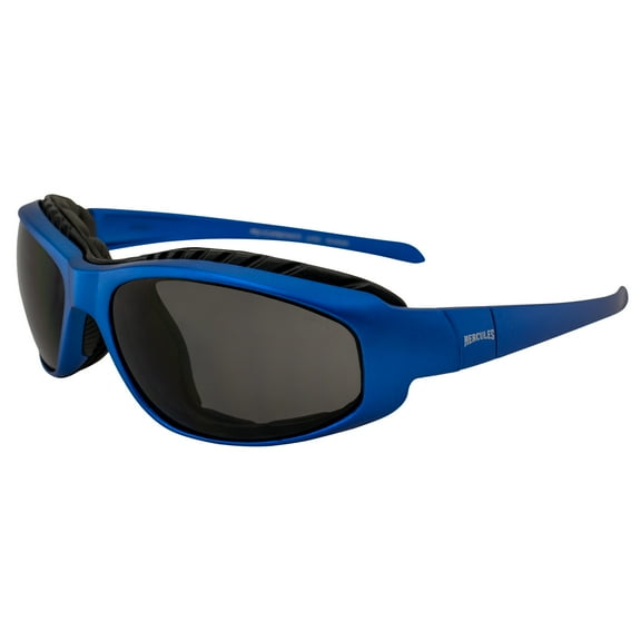 Global Vision Eyewear HERC 2 PL Blue MET SM Hercules 2 Plus Safety Foam Padded Sunglasses, Metallic Blue Frame