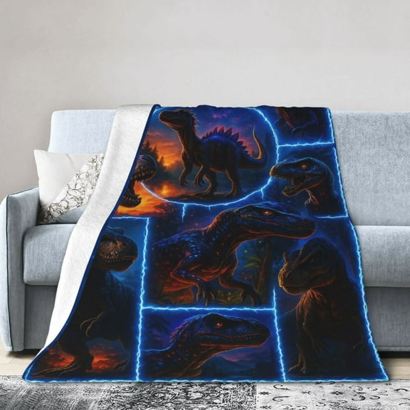 Dinosaur Throw Blanket Ultra Soft Cozy Plush Dino T-Rex Flannel Fleece Blankets Lightweight Fuzzy Warm Party Blanket for Girls Boys All Season Gifts for Bed Couch Sofa Kids Adults 50x40