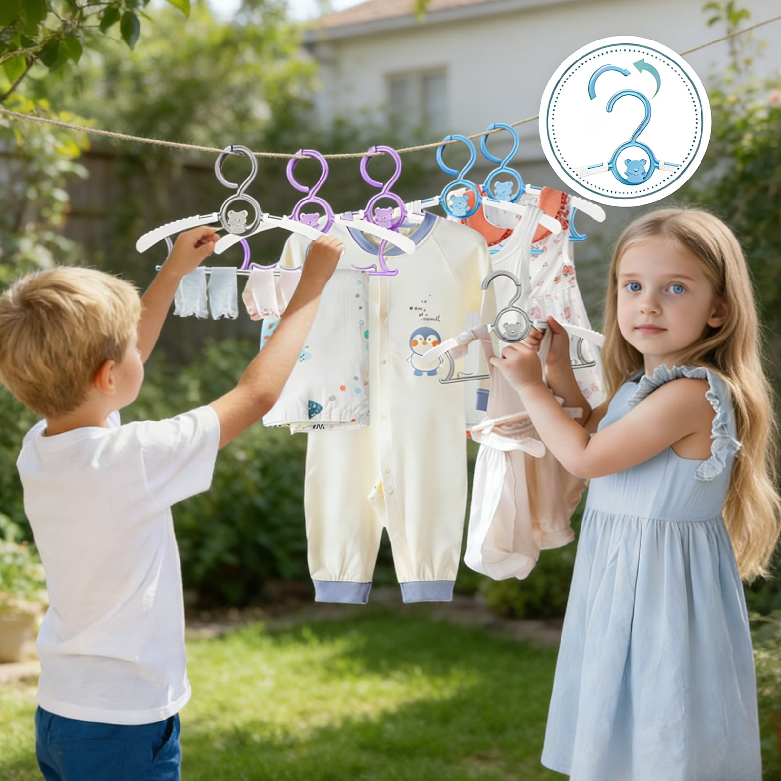 Allhall 50 Pack Baby Hangers, 11-14" Extendable Adjustable Non-Slip Kids Clothes Hangers, Spacing Saving Plastic Toddler Hanger, Ideal for Boys and Girls Closets, Pants, Coats