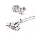 thumbnail image 2 of QQTDFG Stainless Steel Set Pendant Necklace Stud Earrings Family Silver 17" A464-default, 2 of 4