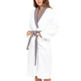 thumbnail image 3 of Notus Shawl Collar Bathrobe for Women Soft Spa Nightgowns 100% Cotton Terry robes for men - Towel Bathrobe Unisex Terry Cloth Bathrobe, Soft Shower Spa Robe Gray Collar White XL, 3 of 7