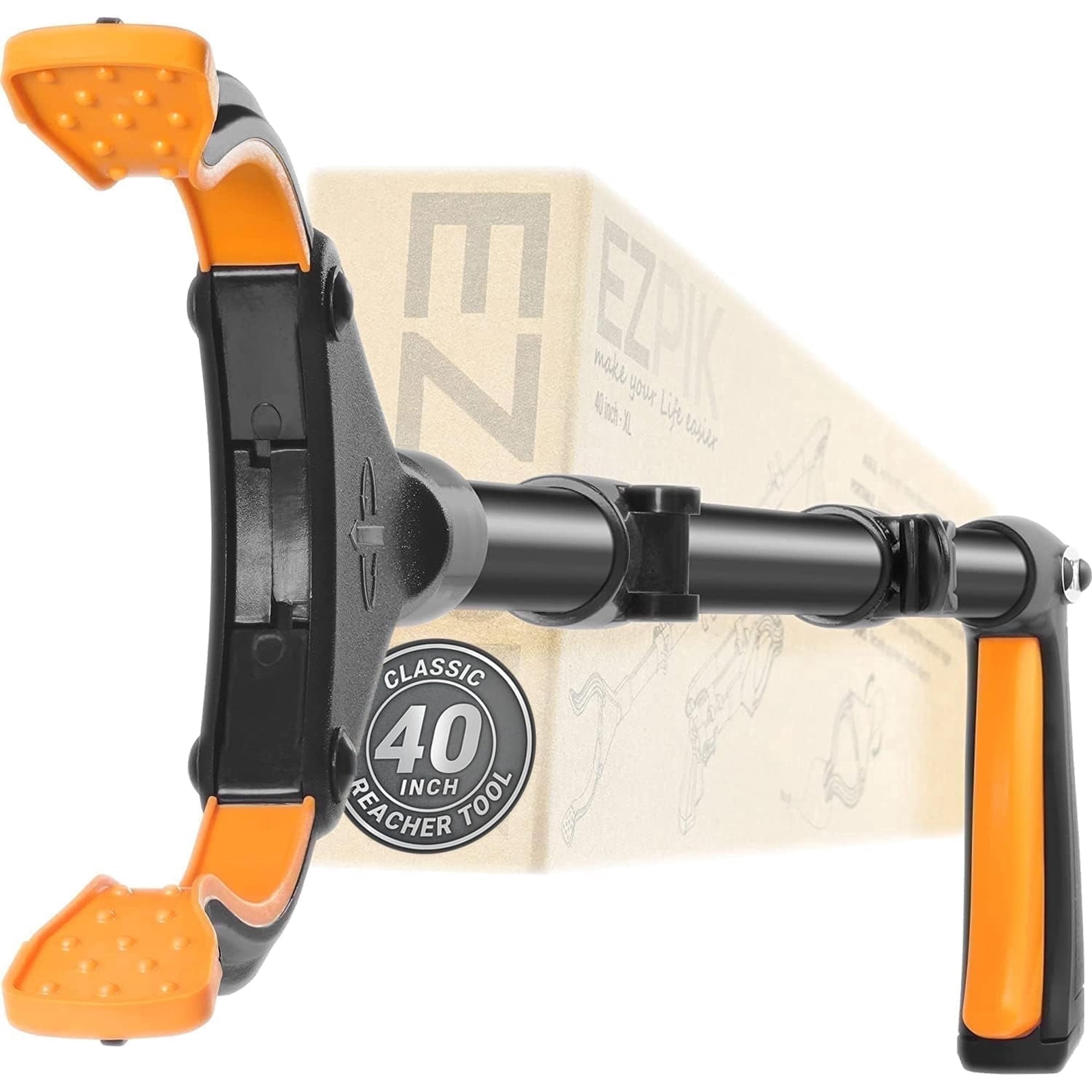 EZPIK Grabber Reacher Tool for Seniors, 40" Flexible Folding Magnetic Reacher, Heavy-Duty Rotating Claw – Classic Black