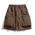 thumbnail image 4 of Men's Camouflage Cargo Shorts with Multi Pockets Elastic Waist Short Drawstring Ripstop Straight Leg Camouflage Cargo Shorts Loose Fit Hiking Outdoor Lightweight Work Bottom,Brown 4XL, 4 of 4