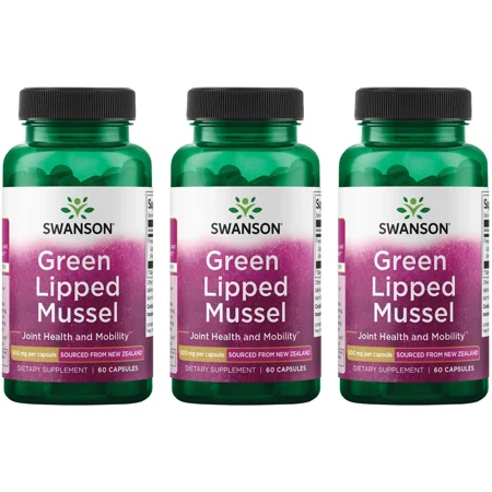 Swanson Green Lipped Mussel (Freeze-dried) - New Zealand Joint Health & Mobility Supplement - Natural Formula May Support Heart Health & Digestive Function - (60 Capsules, 500mg Each) (3 Pack)