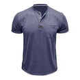 thumbnail image 5 of Xihbxyly Casual Tops for Men Big & Tall Button Crew Neck Short Sleeve Quick Dry T Shirt Tops Casual Stylish Solid Slim Fit Tops Casual Stylish Trendy for Traveling, 5 of 6