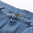 thumbnail image 6 of Lroveb Denim Shorts for Women Summer High Waisted Ripped Jean Shorts With Pockets Casual Loose Knee Length Bermuda Shorts Blue, 6 of 7