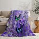 thumbnail image 1 of Manta de mariposa de felpa morada, suave y acogedora, para niños, niñas, niños y adultos, para sofá, cama, silla, oficina, dormitorio, 1 of 8