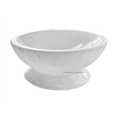 Round Selenite Crystal Bowl to Charge your Healing Stones and Crystals - 3" inch