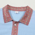 thumbnail image 6 of Men's Casual Long Sleeve Linen Shirt Bohemian Loose Lapel Cardigan for Spring Fall Relaxed Wear,Sky Blue,3XL, 6 of 9