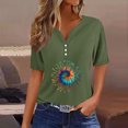 thumbnail image 1 of Fiudx Liquidación de Ofertas Flash Blusa de Manga Corta con Estampado de Moda para Mujer, Camiseta con Cuello En V, Tops Informales con Botones, 1 of 5