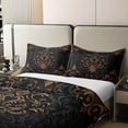 thumbnail image 3 of Manfei Bohemian Damask 100% Cotton Duvet Cover Full Size, Black Brown Comforter Cover, Victorian Flower Bed Cover, Breathable Bedroom Decoration, 3 of 9