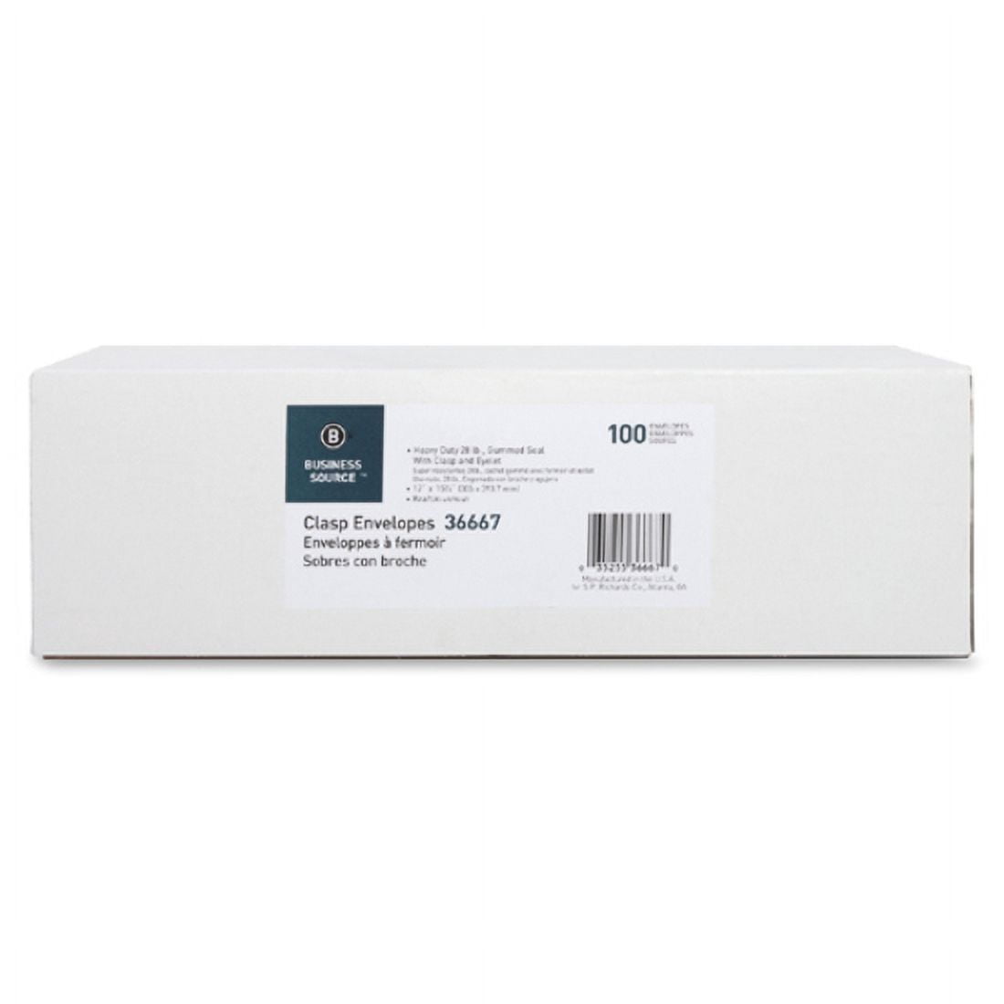 Business Source, BSN36667, Heavy-duty Clasp Envelopes, 100 / Box, Kraft