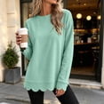 thumbnail image 3 of Livrdious Crewneck Sweatshirts for Women Scalloped Long Sleeve Pullover Tops Relaxed Fit Solid Casual Fall Outfits, 3 of 8