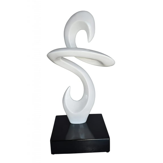 Modern Art White Abstract Sculpture Made of Resin on A Base 10" x 8" x 19"H