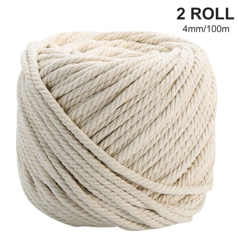 KINJOEK 328 FT 1/4 Inch Natural Cotton Rope White Craft Clothesline Cord