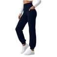 thumbnail image 2 of VBVC Women's High Waisted Yoga Joggers , Soft Stretchy Workout Pants For Women , Ladies' Casual Running Gym Trousers with Pockets, *Dark Blue , Large, 2 of 7