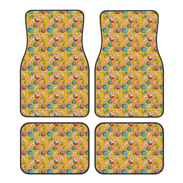 Lsque Tapis de Sol Imprimé de Pâques 4 Pcs, Doublures en Caoutchouc Résistantes, Design Antidérapant, Protection Automobile Toutes Saisons, Véhicules, Voitures, Camions et SUV