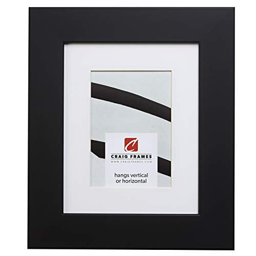Craig Frames 74273 13 x 19 Inch Satin Black Picture Frame Matted to Display a 9 x 13 Inch Photo