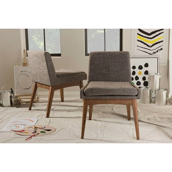 Baxton Studio Nexus Dining Side Chair in Gray and Brown (Set of 2)