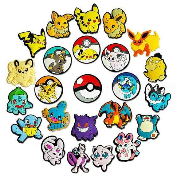 30 Pcs Cartoon Pikachu Shoe Charms for Clog Sandals, Cute Shoes Decoration Charms for Teen Adults